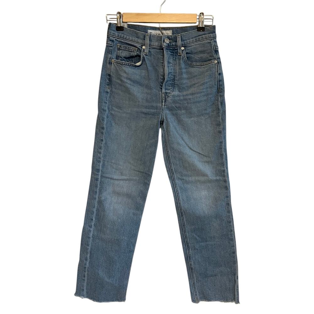 Frank & Eileen Jeans Monaghan Raw Hem Straight Leg Blue Light Wash Size 26 - Picture 2 of 10